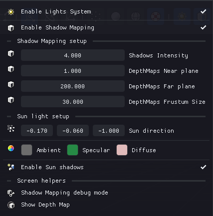 Illumination menu options