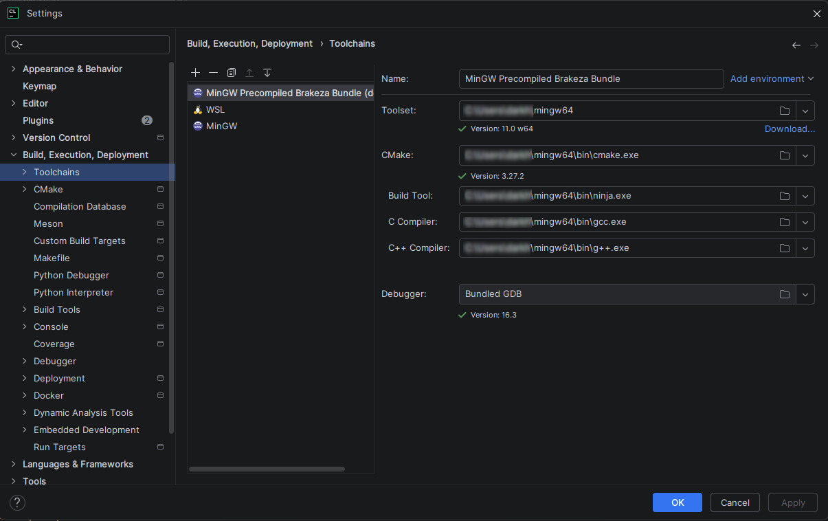 CLion Toolchain setup